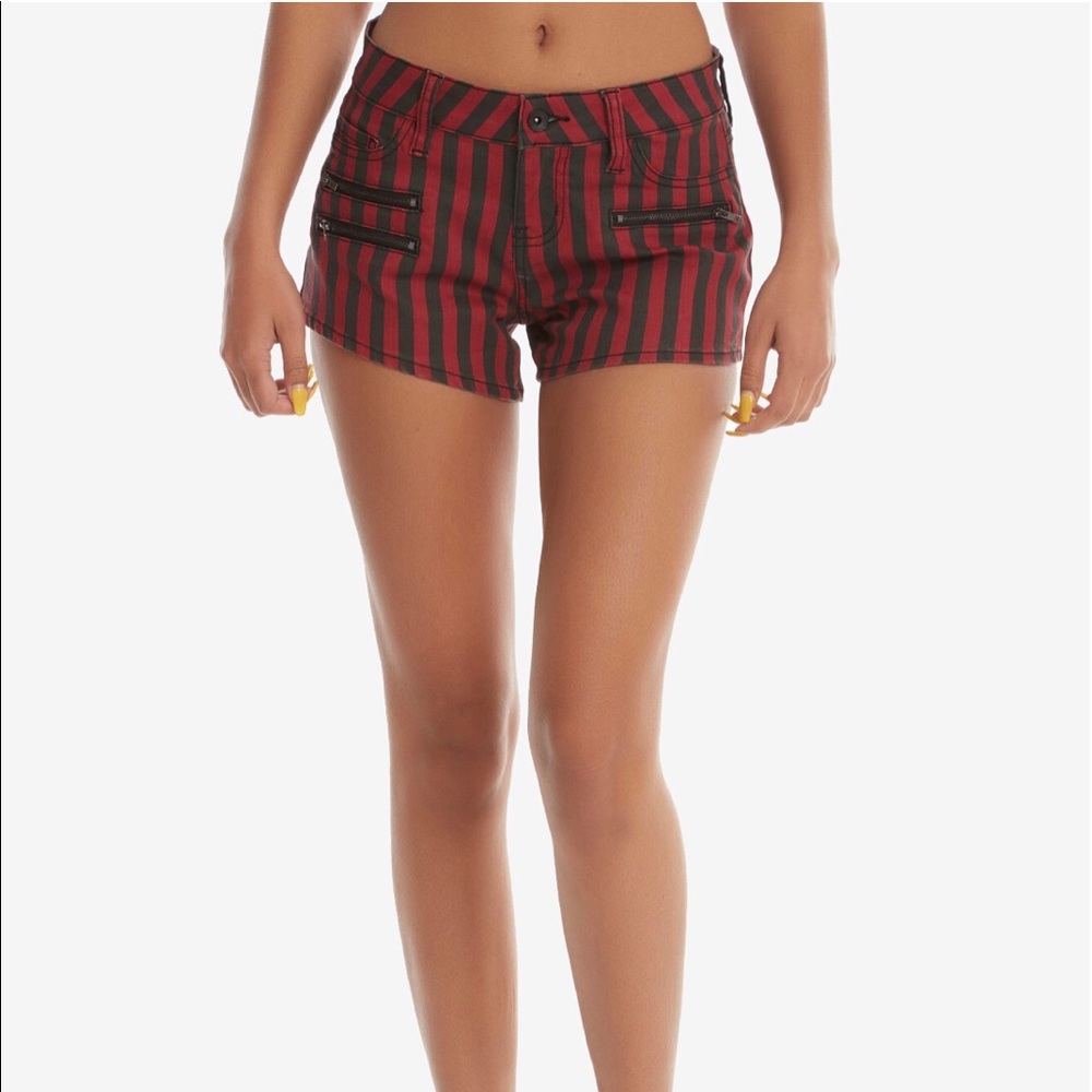 Black and Red Striped Low Rise Blackheart Shorts